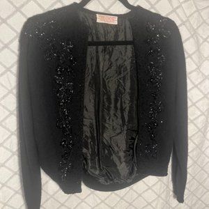Small Black Vintage Beaded Cardigan